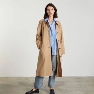 Everlane The Cotton Gathered Trench in Khaki Size S Long Sleeve Collared Casual